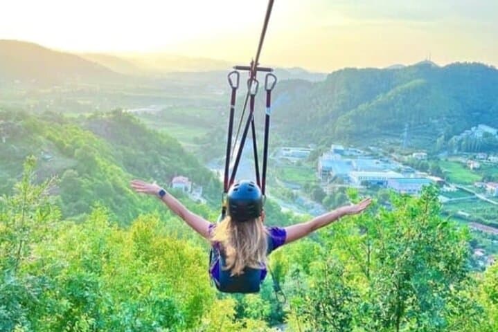Balkans' Longest Zipline Over Petrela Hills with Castle Visit