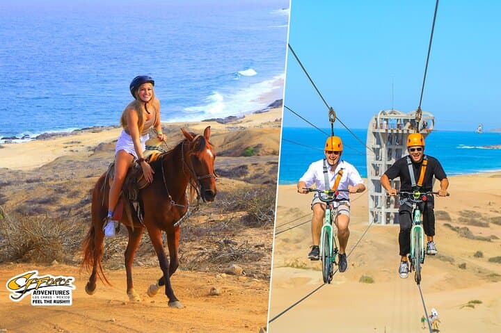 Cabo Combo: Horseback Beach Ride and Sky Bike Adventure in Los Cabos