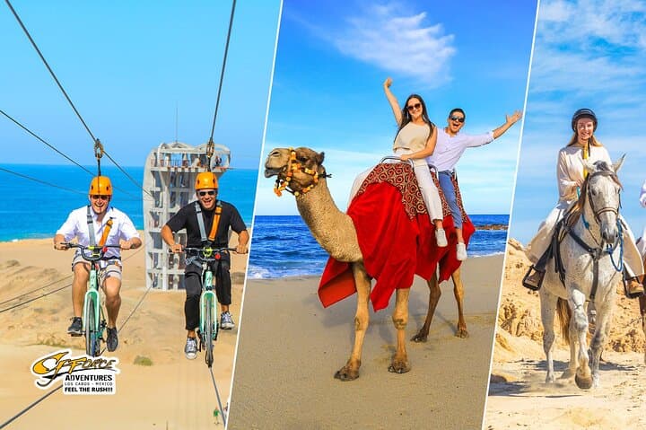 Sky Bike & Beach Safari in Cabo: Camel Ride, Horseback and Tequila Tasting