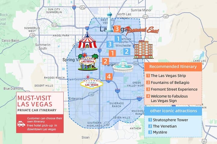 Private Downtown Las Vegas Sightseeing Tour: Strip, Bellagio Fountains & Fremont in One Day photo 3