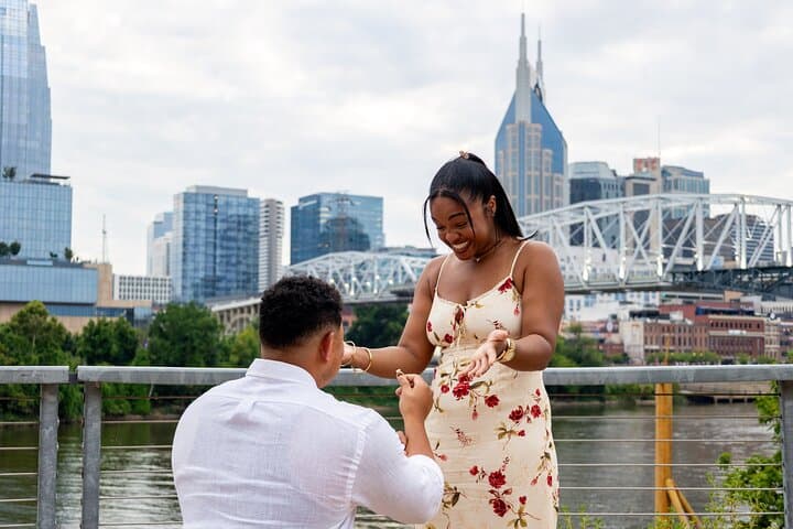 Nashville Riverfront Couples Photoshoot: Private Pedestrian-Bridge Portrait Session photo 4