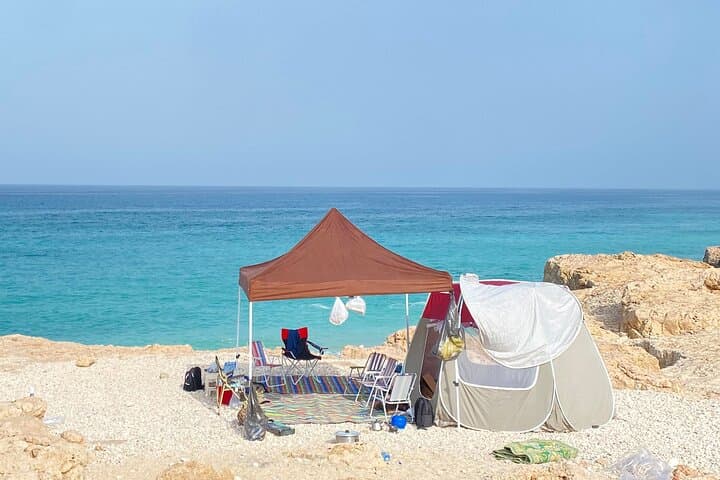 Beach Camping & Wadi Shab Adventure: Fins Beach, Wadi Mibam & Bimmah Sinkhole (2-Day Guided)