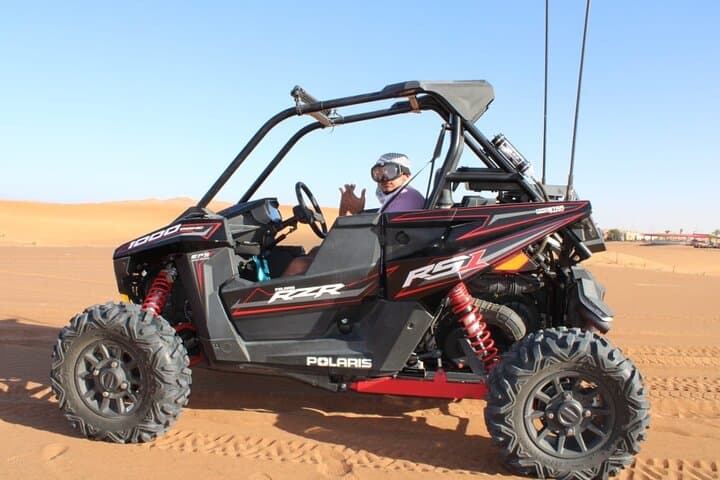 Dubai Morning Dune Buggy Safari: Sandboarding & Sunrise Camel Ride
