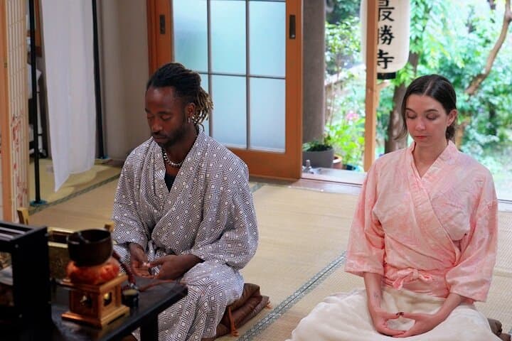 Evening Zen in Osaka: Temple Incense, Zazen, and Matcha Experience