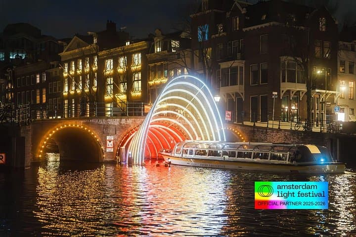 Heated Canal Cruise: Amsterdam Light Festival with Free Hot Drink photo 1