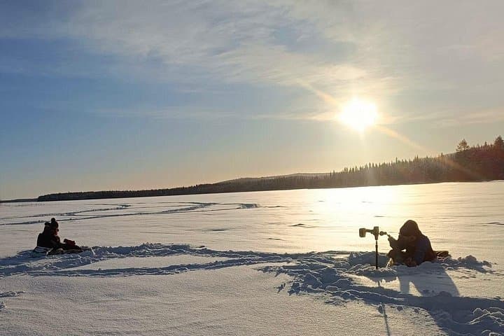 Snowmobile Sleigh & Ice Fishing on Lake Marrasjärvi — Rovaniemi Winter Day Tour photo 3