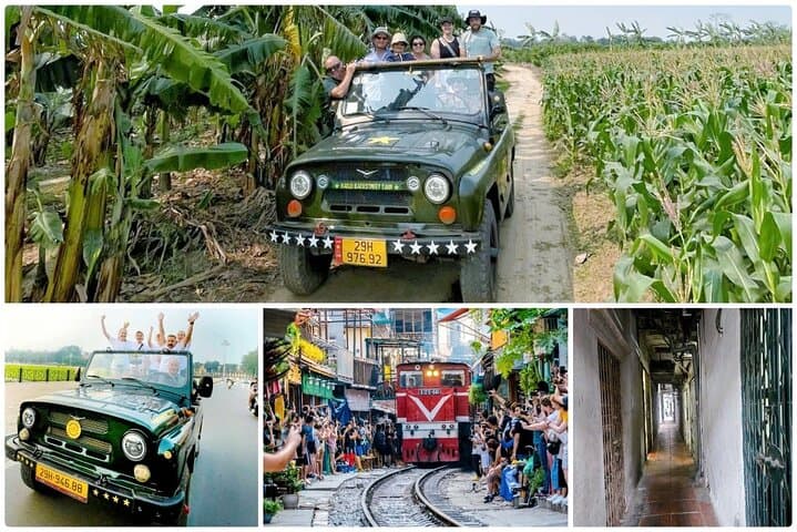Hanoi Jeep Tour — Red River Countryside, Backstreets & Train Street Half-Day Adventure photo 1