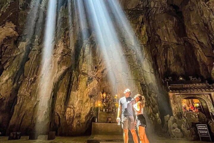 Explore Da Nang: Marble Mountain & Monkey Mountain Tour — Marble Caves, Linh Ung & Basket Boats photo 4