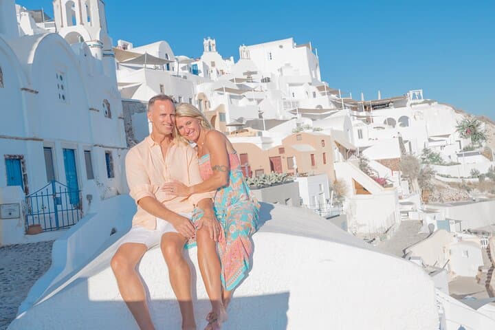 Couple Photoshoot in Santorini — Imerovigli Sunset Portrait Session photo 5