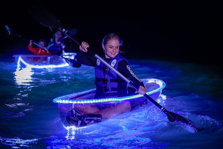 Explore Lake Macquarie’s Nocturnal Waters on the Naru Beach Night Kayak Tour