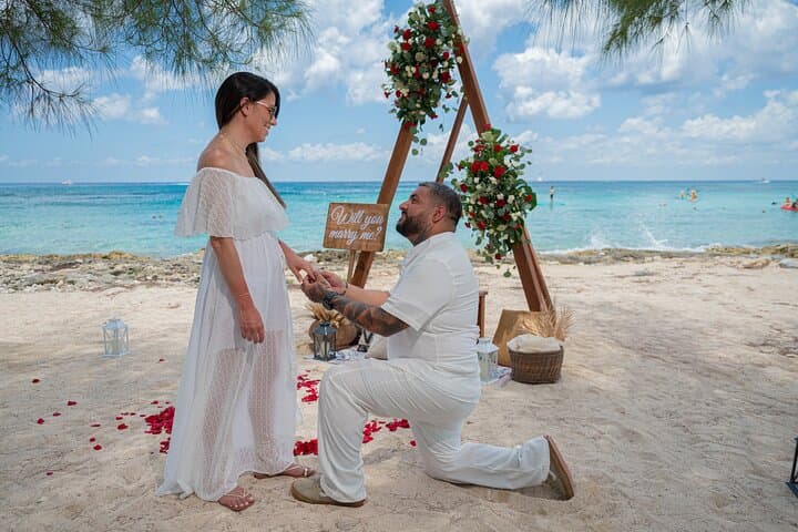 Private Beach Proposal at Playa Uvas, Cozumel — All-Inclusive Experience