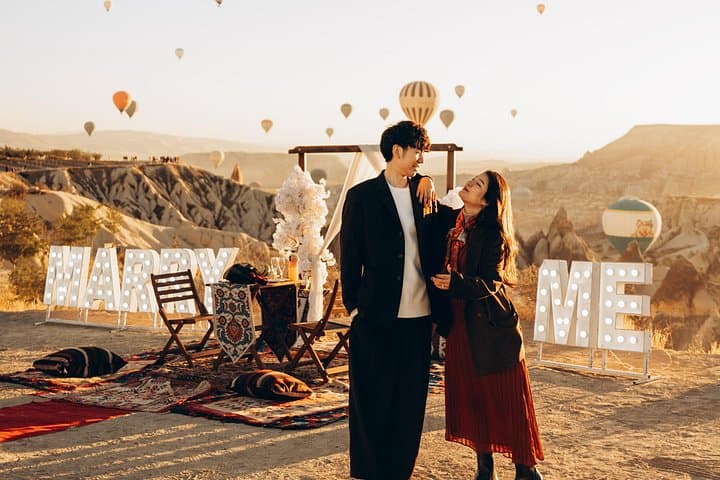 Cappadocia Proposal Photoshoot: Sunrise Balloons & Fairy Chimneys