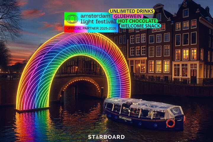 Cruise the Amsterdam Light Festival on an Electric Boat — 75‑Minute Guided Tour with Open Bar