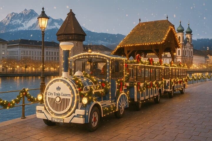 Ride the Lucerne Christmas Train: Festive City Lights and Warm Punch