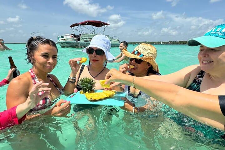 Bacalar Lagoon 7 Colors Excursion: Pontoon Cruise, Cenotes & Tequila from Costa Maya