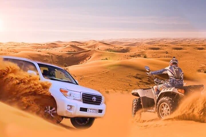 Red Sand Quad Bike Desert Safari in Lahbab – Dune Bashing, Camel Ride & BBQ in Dubai