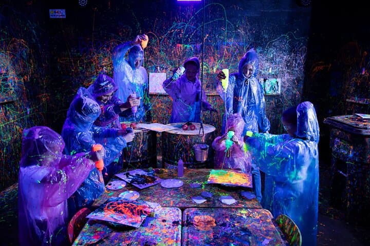 Neon Paint Splatter Room XL: Blacklight Art Experience in Provo