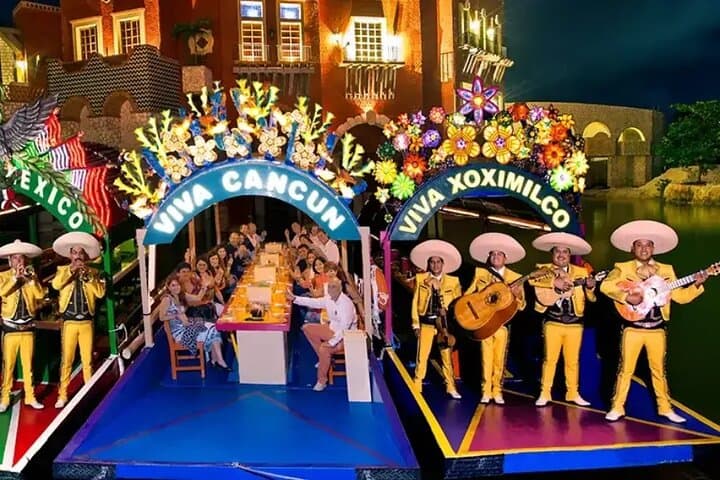 Xoximilco Trajinera Party in Cancun: Night Canal Dinner & Open Bar Experience