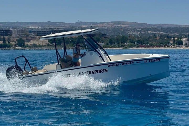 Self-Drive Luxury Aqua 25 Speedboat Rental to Akamas Blue Lagoon photo 2
