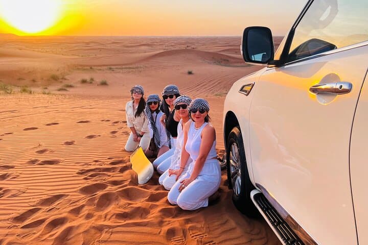 Dubai Desert Safari with Buffet Dinner: Dune Bashing, Camel Rides & Evening Camp