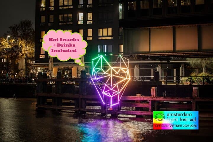 Amsterdam Light Festival Canal Cruise with Hot Snacks & Drinks