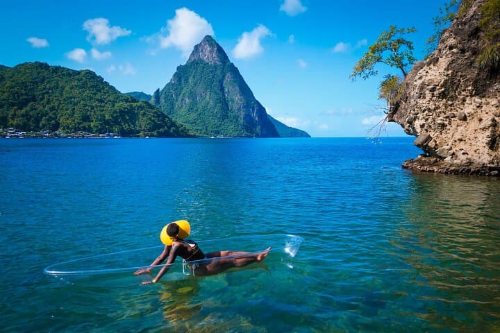 Clear Kayak Drone Photoshoot in Soufrière, St. Lucia — Pitons Aerial Portraits photo 2