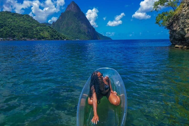 Clear Kayak Drone Photoshoot in Soufrière, St. Lucia — Pitons Aerial Portraits photo 5