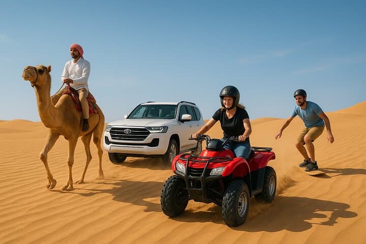 Half-Day Dubai Desert Adventure: Quad Biking, Dune Bashing, Sandboarding & Camel Ride