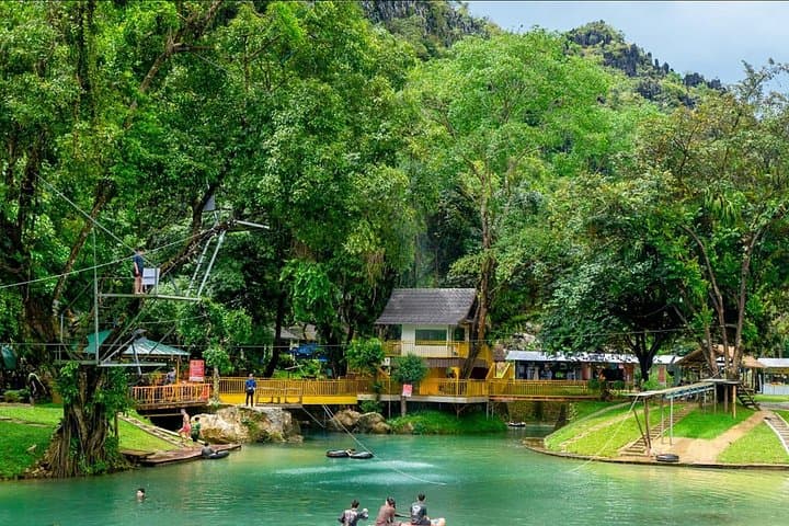 Vang Vieng Full-Day Adventure: Zipline, Cave Tubing, Longtail Boat & Blue Lagoon photo 1