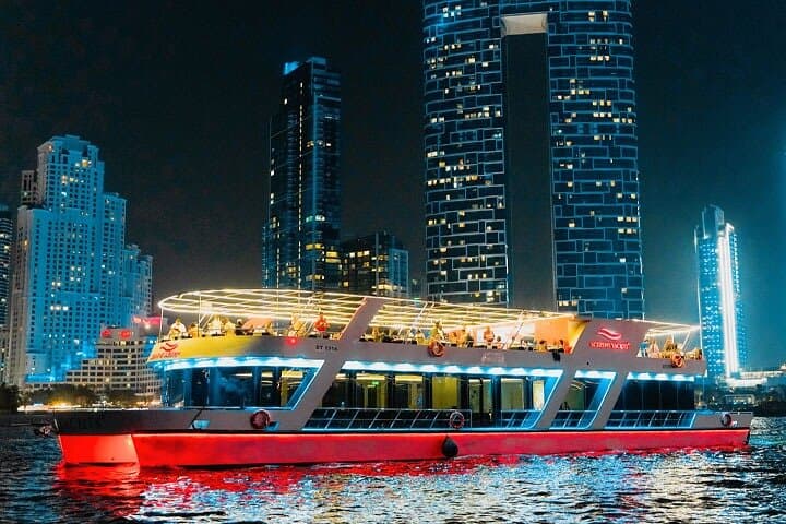 Dubai Marina Dinner Cruise: Live Music, Open Bar & International Buffet Under City Lights