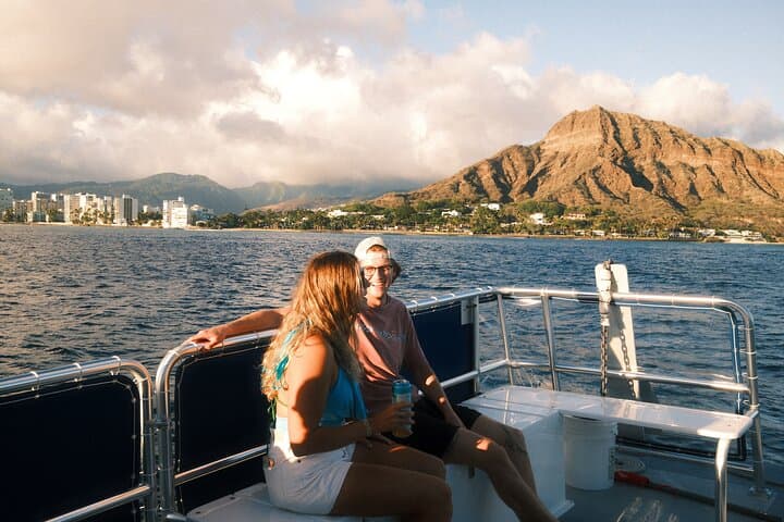 Waikiki Sunset Boat Cruise — Diamond Head & Waikiki Skyline at Golden Hour