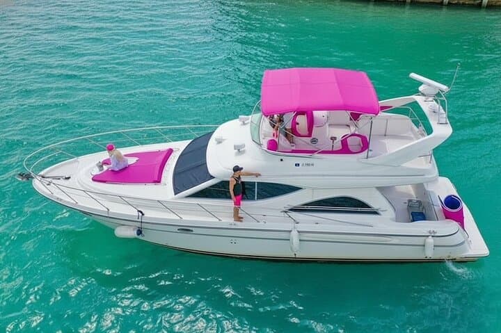 Pink Yacht Rental Miami: 50ft Luxury Pink Charter on Biscayne Bay