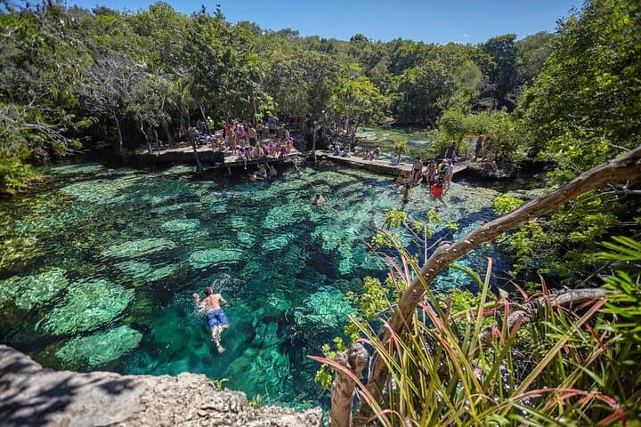 Cenote Azul Private Transfer: Swim, Snorkel & Cliff Jumps in the Riviera Maya