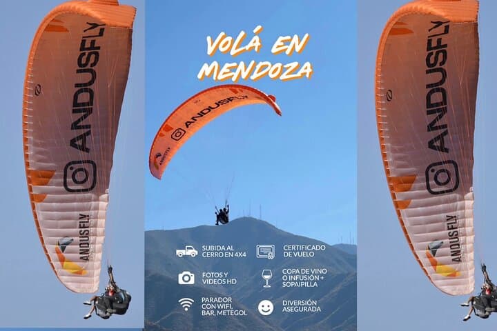 Cerro Arco Tandem Paragliding: Mendoza HD Flight with Wine photo 2