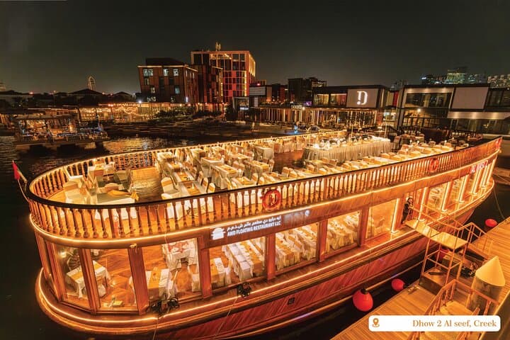 Dubai Creek Dhow Dinner Cruise: Nighttime Buffet, Live Tanoura & Creek Views