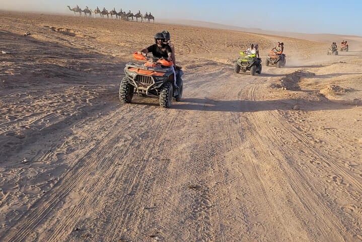 Agafay Desert Sunset: Quad Biking, Camel Ride & Moroccan Dinner with Fire Show