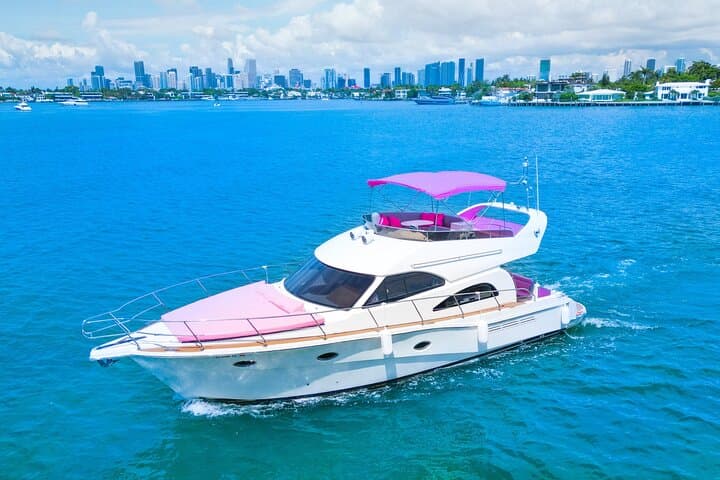 Pink Miami Yacht Rental: Private 48–50ft Luxury Charter in Biscayne Bay (3–6 hrs) photo 2