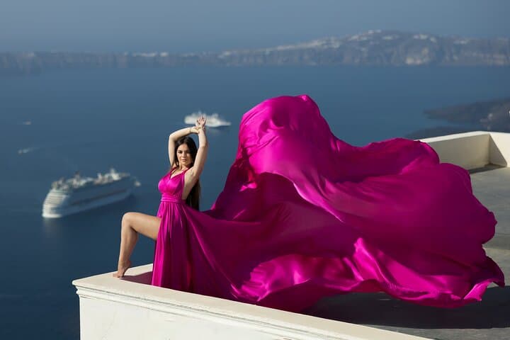 Santorini Private Flying Dress Photoshoot at Oia Blue Domes photo 1