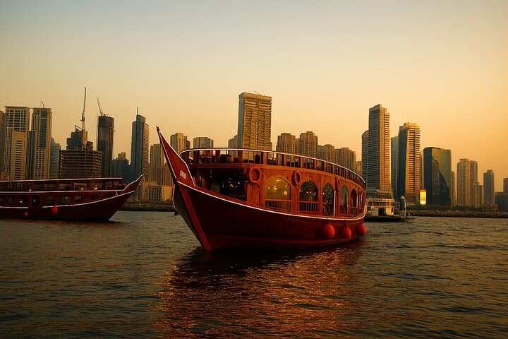 Dubai Marina Luxury Dhow Dinner Cruise: Buffet, Live Shows & Skyline Views