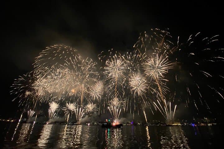 Cannes Night Sea Cruise: Lérins Sunset & Bay Fireworks Experience