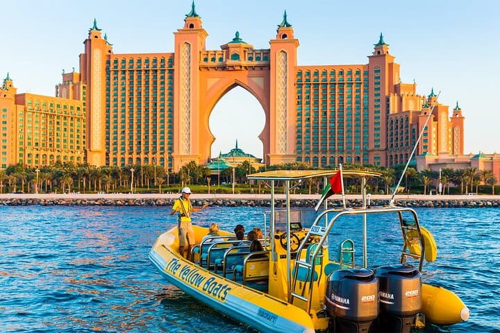 Dubai Yellow Boat Tour: High-Speed Marina, Palm & Burj Al Arab Sightseeing