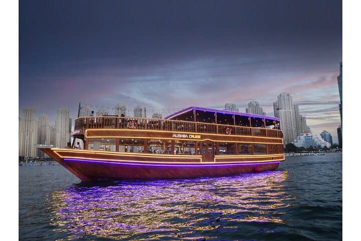 Dhow Cruise on Dubai Creek: BBQ Dinner, Live Tanoura Shows & Night Views