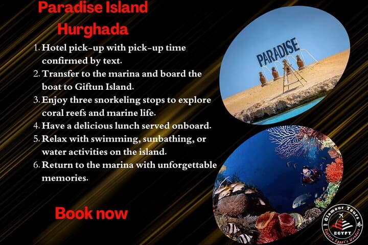 Paradise Island Snorkel Trip from Hurghada: Boat Tour, Lunch & Coral Reefs photo 1