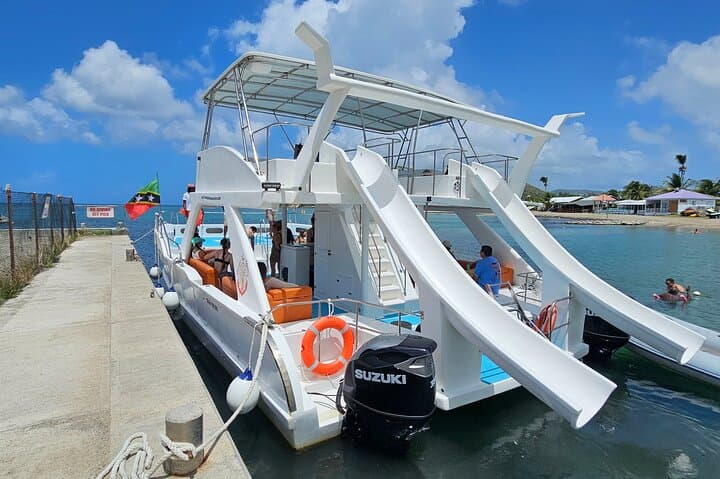 Half-Day Private Waterslide Catamaran Charter in St Kitts — Snorkel & Beach Stop