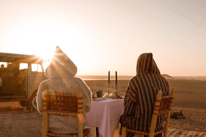 Sunset Dinner by a Vintage VW in the Agafay Desert