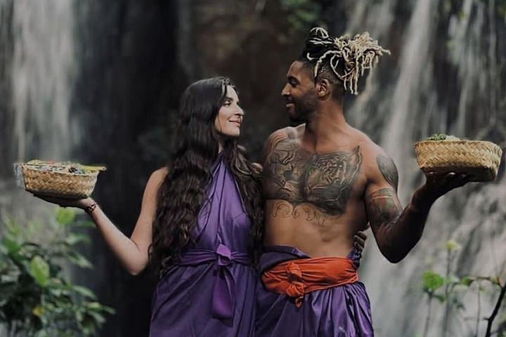 Balinese Purification Ceremony at Griya Beji Waterfalls — Melukat Ritual near Ubud
