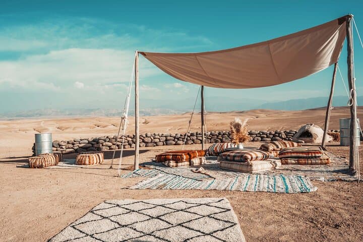 Full-Day Agafay Desert Tour from Marrakech — Camel Rides, Pool Time & Dinner Under the Stars