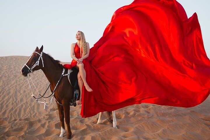 Dubai Desert Flying Dress Photoshoot: Magazine-Style Desert Session photo 2