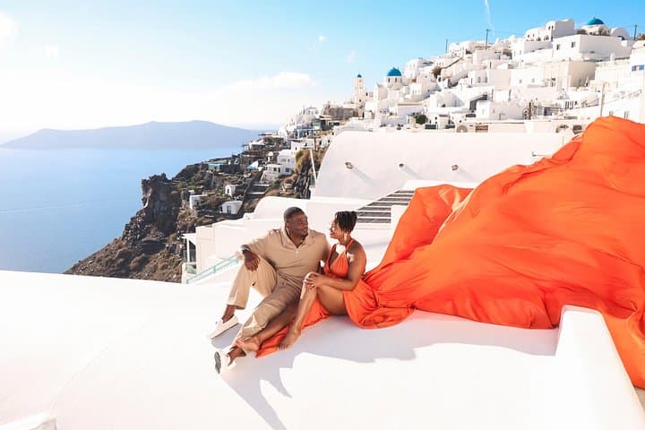 Santorini Flying Dress Photoshoot in Imerovigli — Caldera Dresses & Private Pickup photo 3