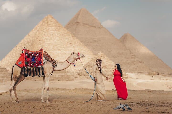 Sunrise & Sunset Camel Ride at Giza Pyramids — Private Transfer Included